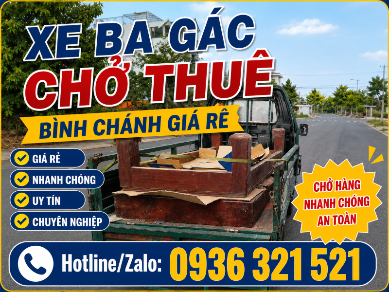 Xe ba gác chở thuê huyện Bình Chánh